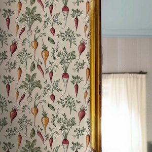 Carta da parati vintage con radici botaniche, murale rustico da parete staccabile e attaccabile, decorazione da parete per cucina rimovibile PV379