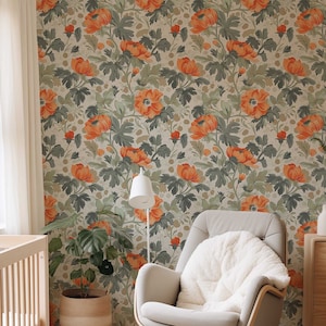 Dreamy Blossom Peel and Stick Wallpaper  - Removable Rental friendly Wall art - Adhesive Flower Wallpaper - Temporary Boho Wallpaper 038