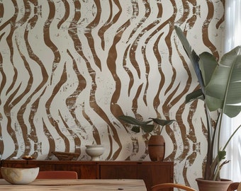 Tiger Animal Print Wallpaper, Cool nature inspired Wall Mural, Renters friendly Removable Peel and Stick Wallpaper 157