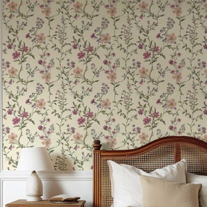 Elegante carta da parati floreale, bella carta da parati floreale staccabile e attaccabile, murale rimovibile per soggiorno, camera da letto, dimensioni personalizzate disponibili PV084