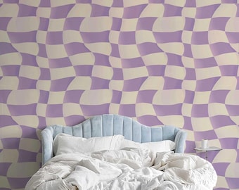 Abstract Funky Lilac Wallpaper: Peel and Stick Wall Mural NF005