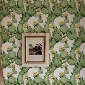 Carta da parati staccabile e adesiva con cactus in fiore, murale da parete del deserto occidentale, decorazione da parete verde rimovibile per camera da letto, murale da parete floreale botanico PV382
