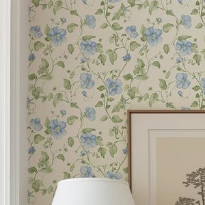 Elegant French Wall Mural, Peel and Stick or Traditional Floral Wallpaper, Vintage Flower Wall Mural, Whimsical Rococo Wall Decor PV413