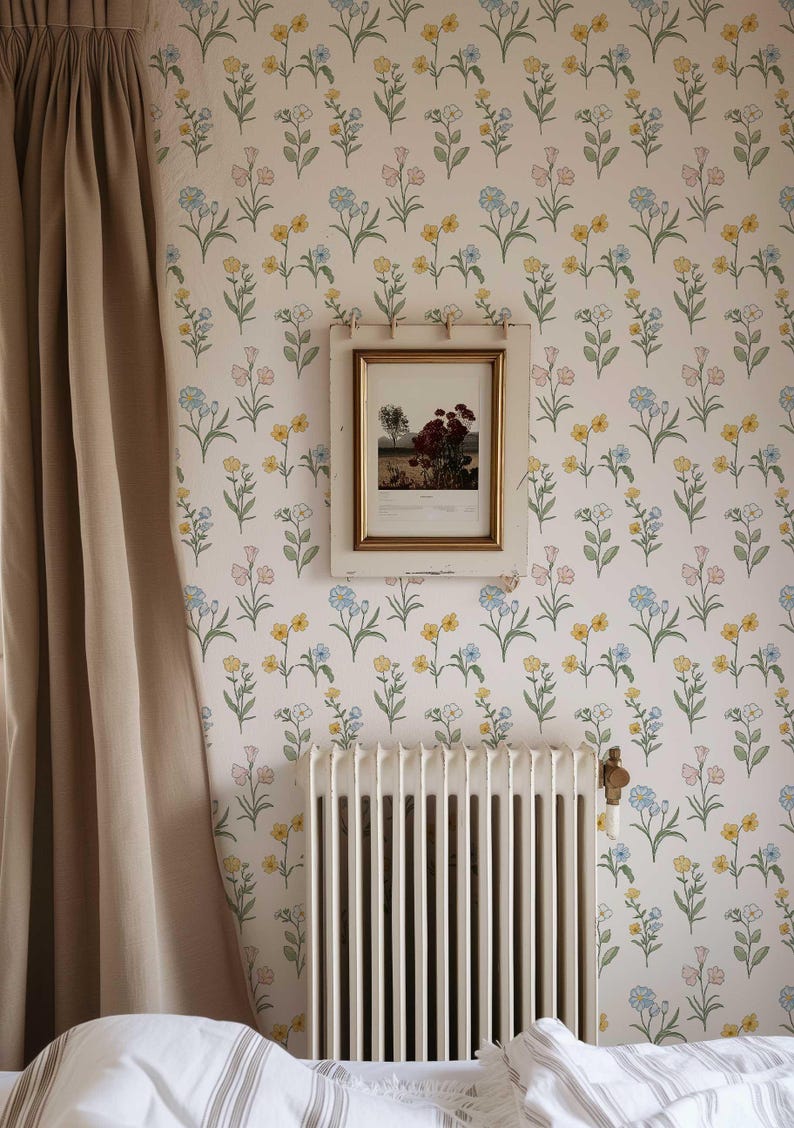 Nursery Wallpaper Peel and Stick, Wildflower Wallpaper, Floral Nursery Wallpaper, Cottage Garden Wallpaper, Baby Room Wallpaper pv440 image 2