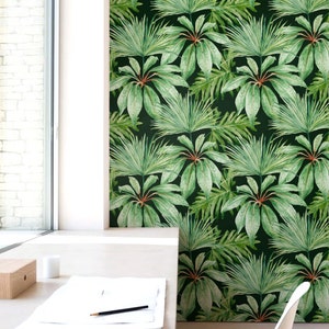 Palm leaf Wallpaper Peel and Stick Removable Wallpaper Boho Wallpaper Wall Mural Adhesive Wallpaper Temporary Wallpaper JW031 image 1