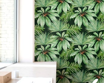 Palm leaf Wallpaper Peel and Stick - Removable Wallpaper - Boho Wallpaper - Wall Mural - Adhesive Wallpaper - Temporary Wallpaper JW031