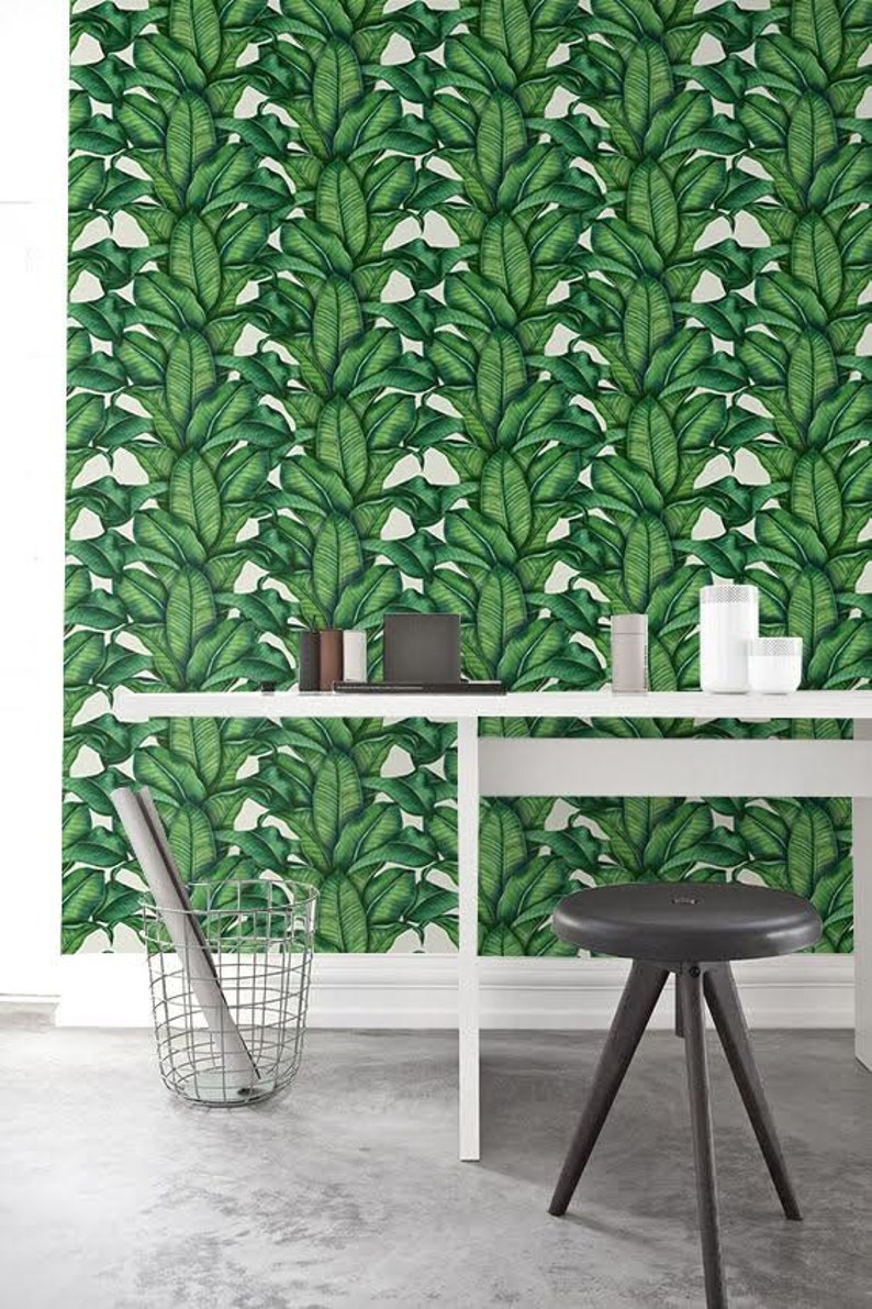 Banana leaf Wallpaper Removable Wallpaper Selfadhesive Etsy