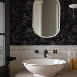 Medieval Dark Wallpaper, Dark Botanical Peel and Stick Wallpaper, Moody Botanical Wallpaper Secret Garden at Night, Whimsical Wallpaper