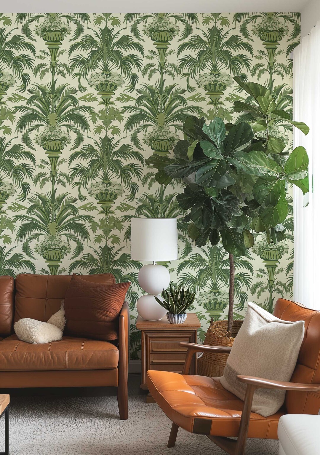 Buy Palace Palm Tree Peel and Stick Wallpaper, Tropical Removable Wall