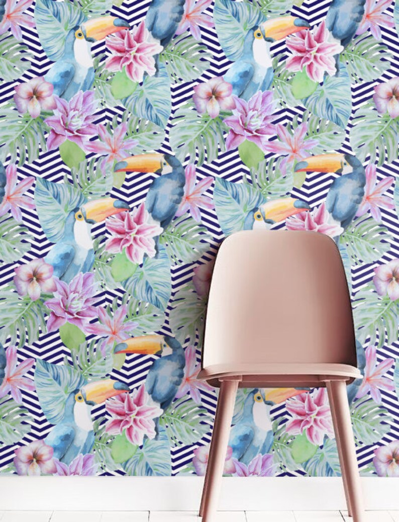 Colorful Removable Wallpaper Self-adhesive Floral Wallpaper | Etsy