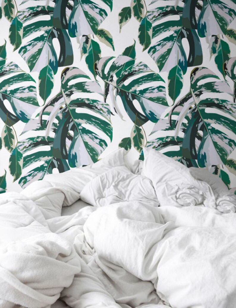 Marble monstera Wallpaper Removable Wallpaper Self ...