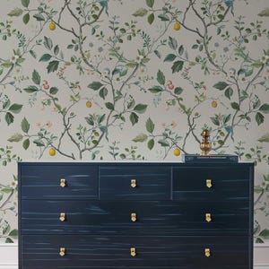Chinoiserie Wall art, Removable Floral Mural, Flower Peel and Stick Wallpaper, Flower and Fruit Wall covering, Nursery Wall Decor