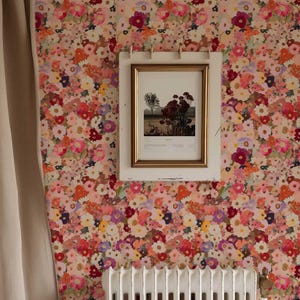 Bunte Blumenschale und Stick-Tapete, kräftiges Blumenwandbild, lebhafte Blütenwanddekoration für Kinderzimmer oder Schlafzimmer, abnehmbare Tapete PVC
