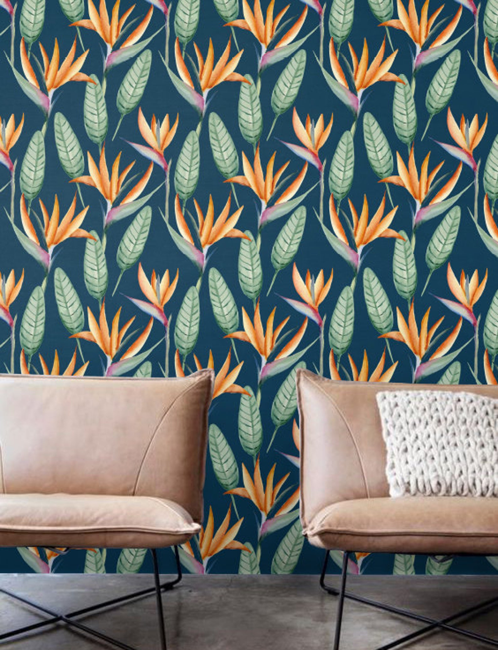 Removable Wallpaper Selfadhesive Wallpaper Heliconia Etsy
