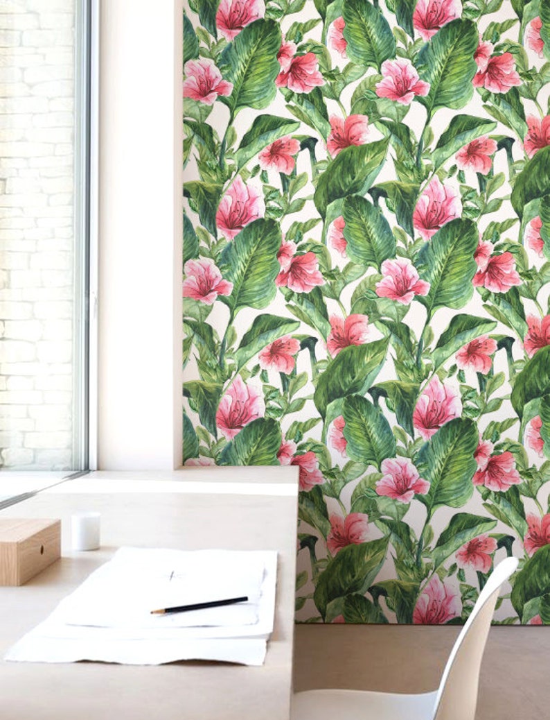 Banana leaf Wallpaper Removable Wallpaper Selfadhesive Etsy