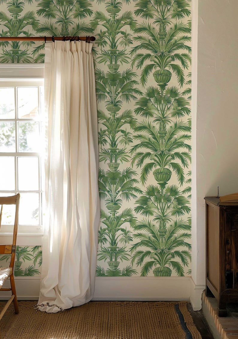 Peel and stick palace palm wallpaper in jungle style