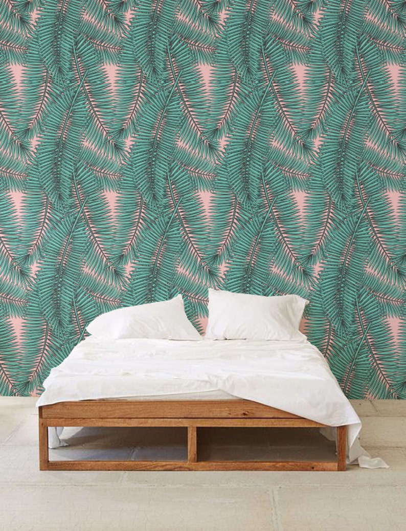 Palm Leaf Wallpaper Removable Wallpaper Selfadhesive Etsy