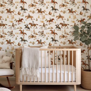 Horse riding wallpaper in Western design