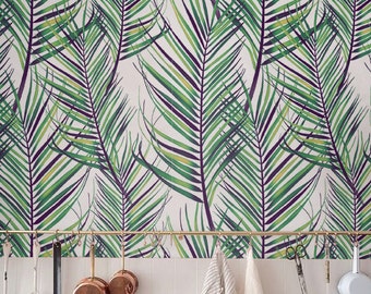 Wallpaper Peel and Stick - Removable Wallpaper - Boho Wallpaper - Leaf Wallpaper - Adhesive Wallpaper - Temporary Wallpaper - JW021