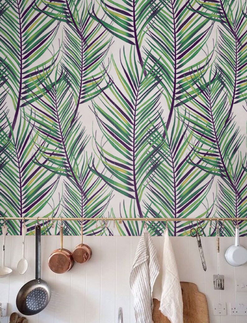 Jungle leaves Wallpaper Removable Wallpaper Selfadhesive Etsy