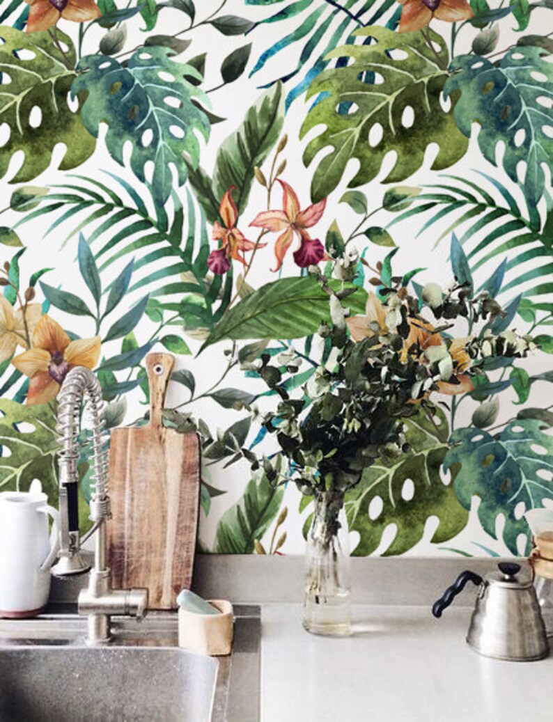 Floral Wall Décor Jungle Leaf Wallpaper Removable Wallpaper - Etsy