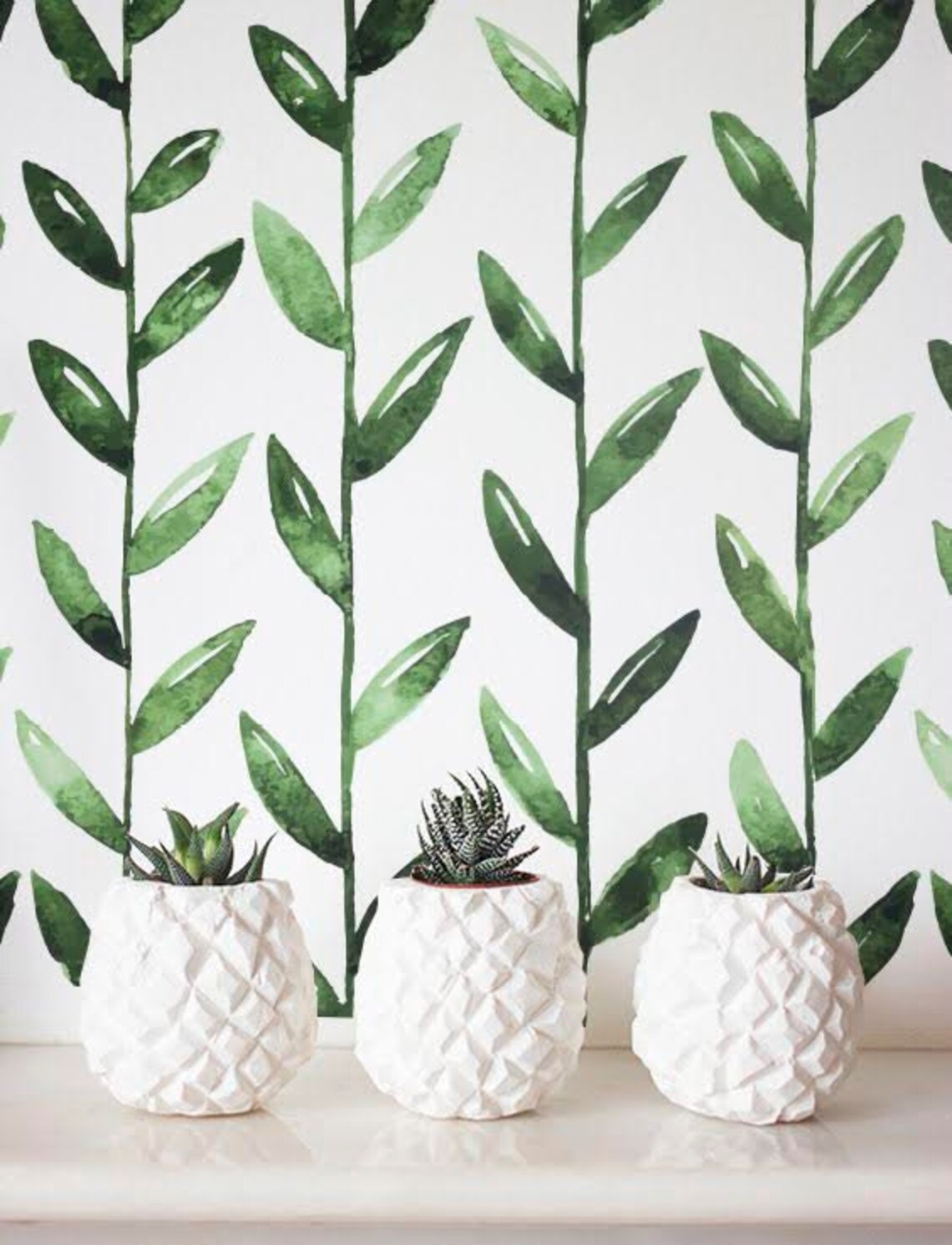 Green Leaf Removable Wallpaper / Leaves Self Adhesive Etsy UK
