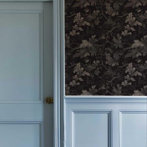 Medieval Dark Wallpaper, Dark Botanical Peel and Stick Wallpaper, Moody Botanical Wallpaper Secret Garden at Night, Whimsical Wallpaper