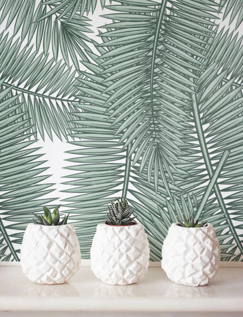 Palm Leaf Wallpaper Removable Wallpaper Selfadhesive Etsy