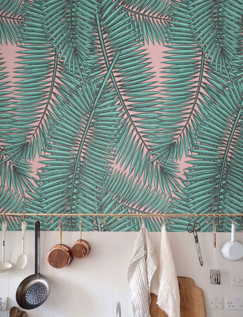 Palm Leaf Wallpaper Removable Wallpaper Selfadhesive Etsy