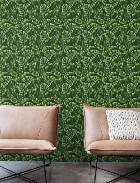 Monstera leaf Wallpaper Removable Wallpaper Self-adhesive | Etsy