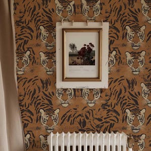 Tiger Wallpaper, Bold Jungle Peel and Stick or Traditional Wallpaper, Removable Animal Print Wall Mural, Safari Decor for Accent Walls PV406