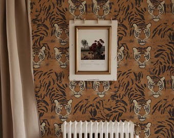 Tiger Wallpaper, Jungle Animal Print, Peel and Stick, Removable Mural