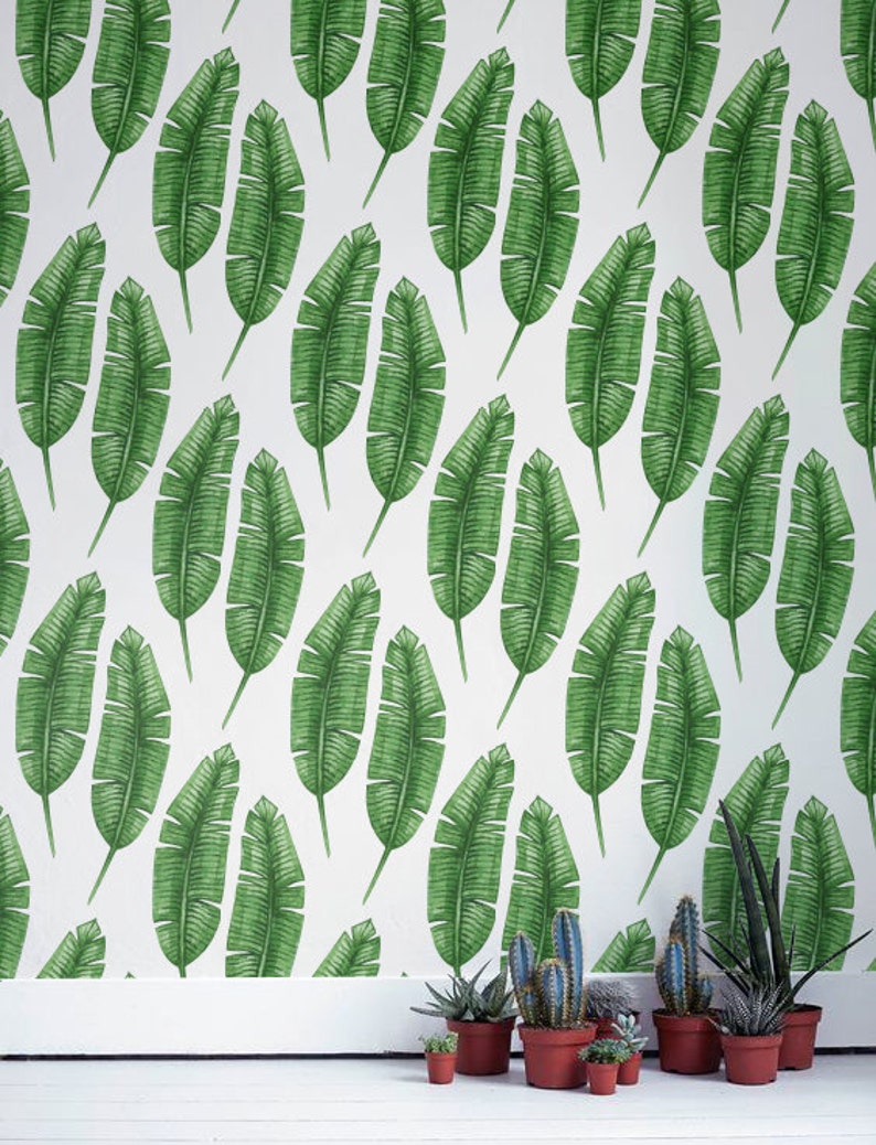 Banana leaf Wallpaper Removable Wallpaper Selfadhesive Etsy