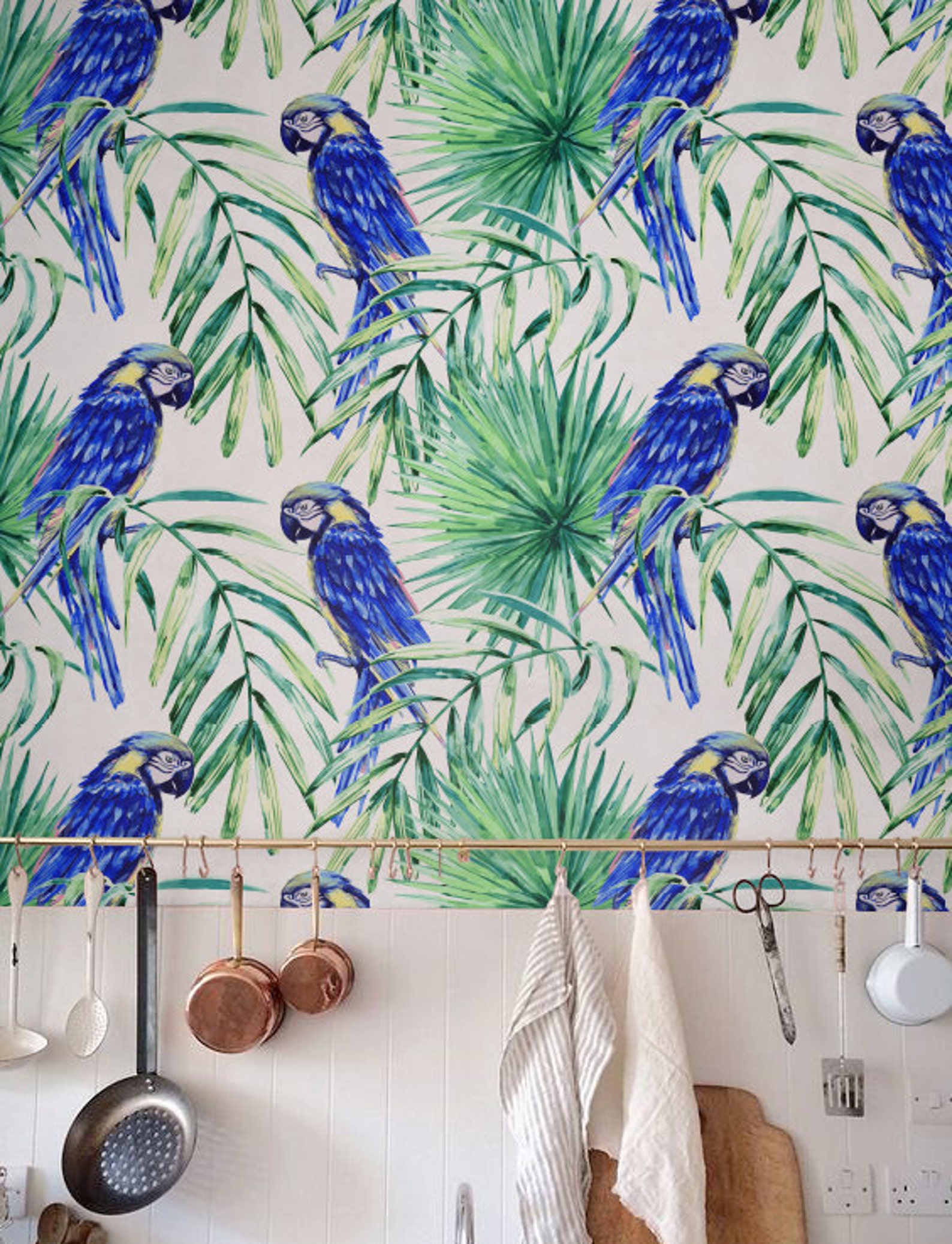 Removable Wallpaper Palm Leaf Wallpaper Self-adhesive Parrot - Etsy