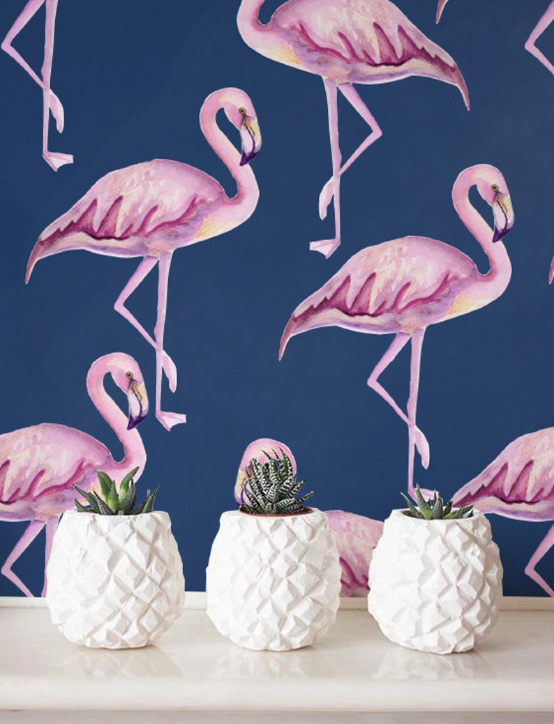 Pink Flamingo Wallpaper Removable Wallpaper Selfadhesive Etsy UK