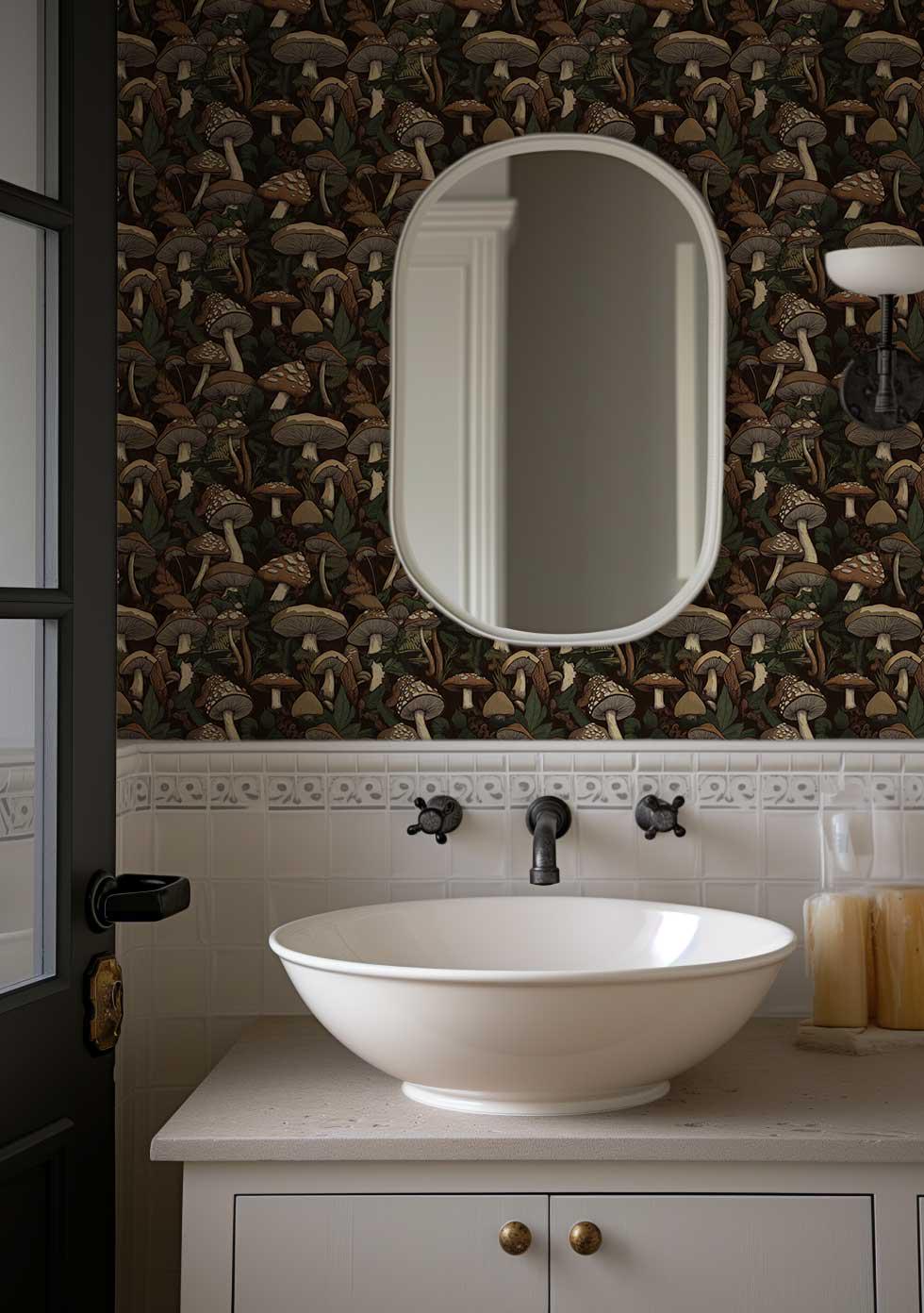 Vintage Mushroom Wallpaper: Moody Botanical Peel and Stick Mural NF3 - Etsy