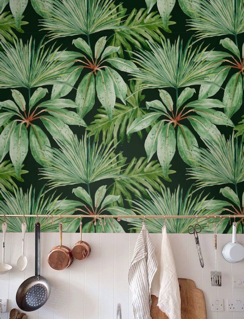 Palm leaf Wallpaper Removable Wallpaper Self-adhesive | Etsy