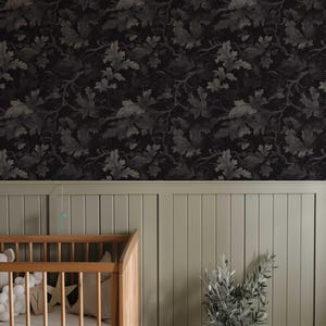 Medieval Dark Wallpaper, Dark Botanical Peel and Stick Wallpaper, Moody Botanical Wallpaper Secret Garden at Night, Whimsical Wallpaper
