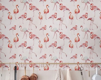 Wallpaper Peel and Stick - Removable Wallpaper - Boho Wallpaper - Bird Wallpaper - Adhesive Wallpaper - Temporary Wallpaper - JW_106