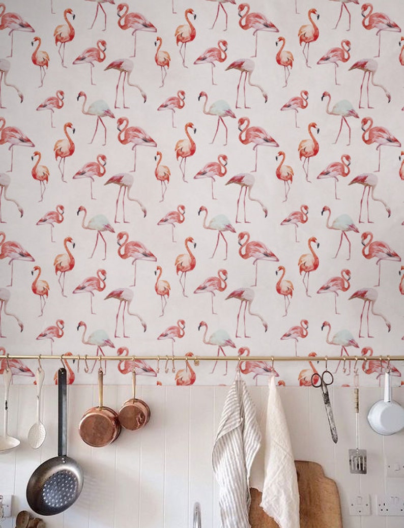 Cute Flamingo Removable peel and stick Wallpaper | Etsy