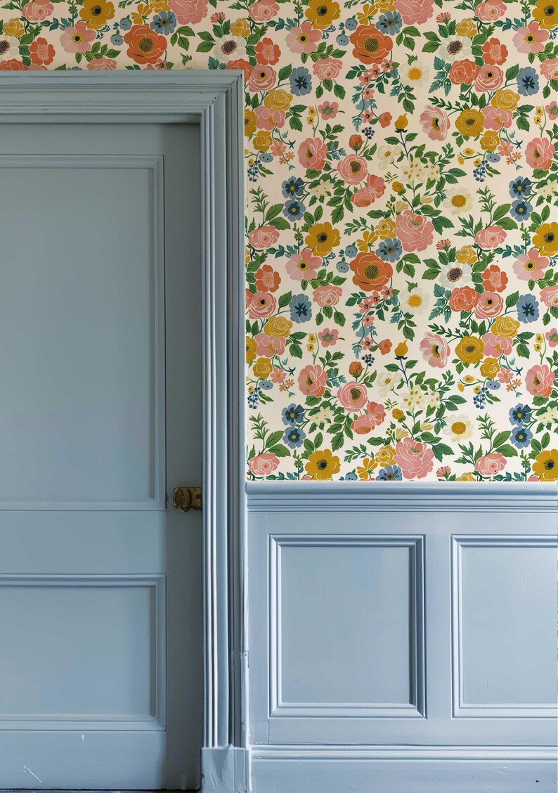 Colorful summer flower wallpaper featuring a vibrant rose garden design, ideal for adding a burst of color and joy to your space.