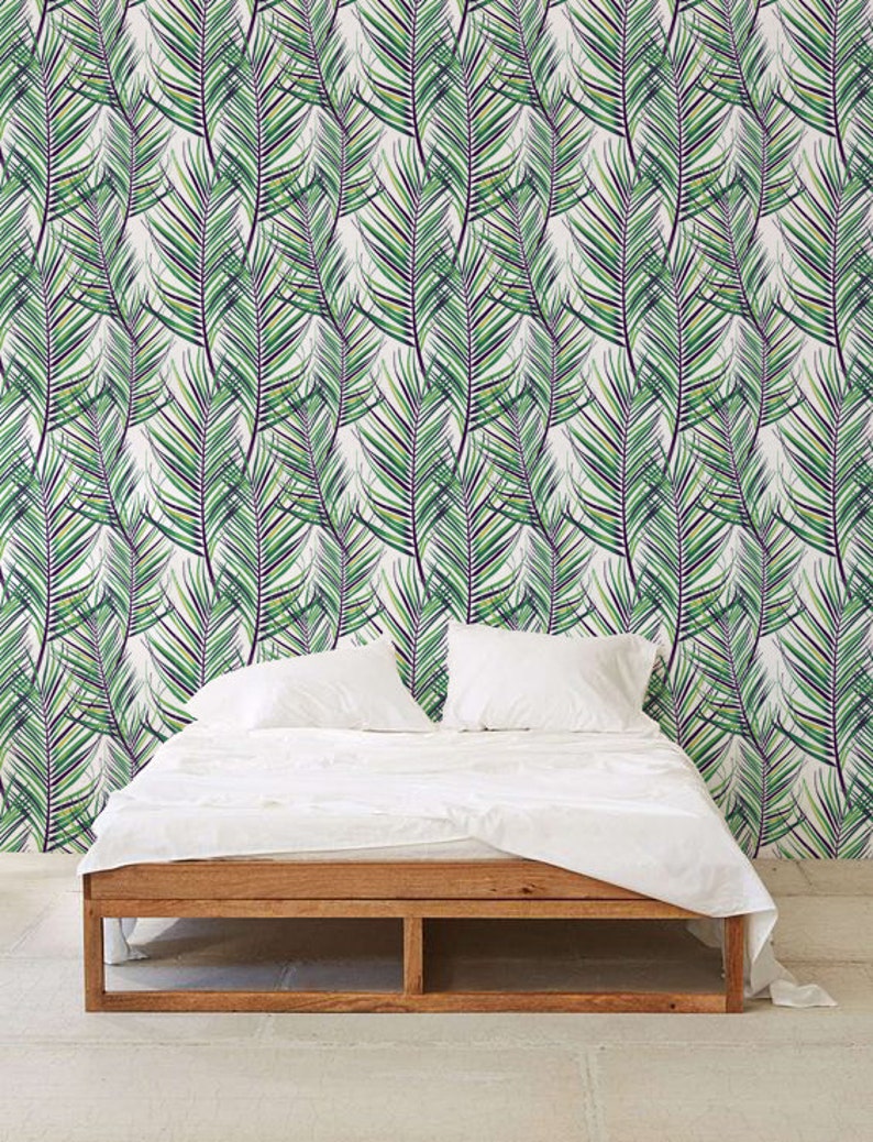 Jungle leaves Wallpaper Removable Wallpaper Selfadhesive Etsy