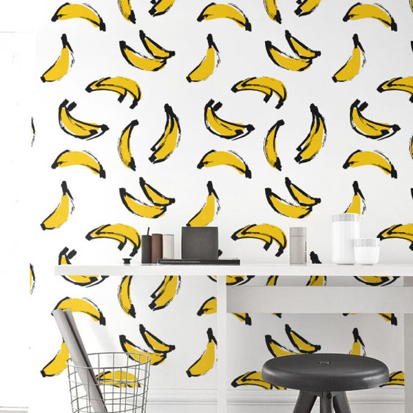 Wallpaper Peel and Stick - Removable Wallpaper - Banana Wallpaper - Wall Mural - Adhesive Wallpaper - Temporary Wallpaper - JW_101