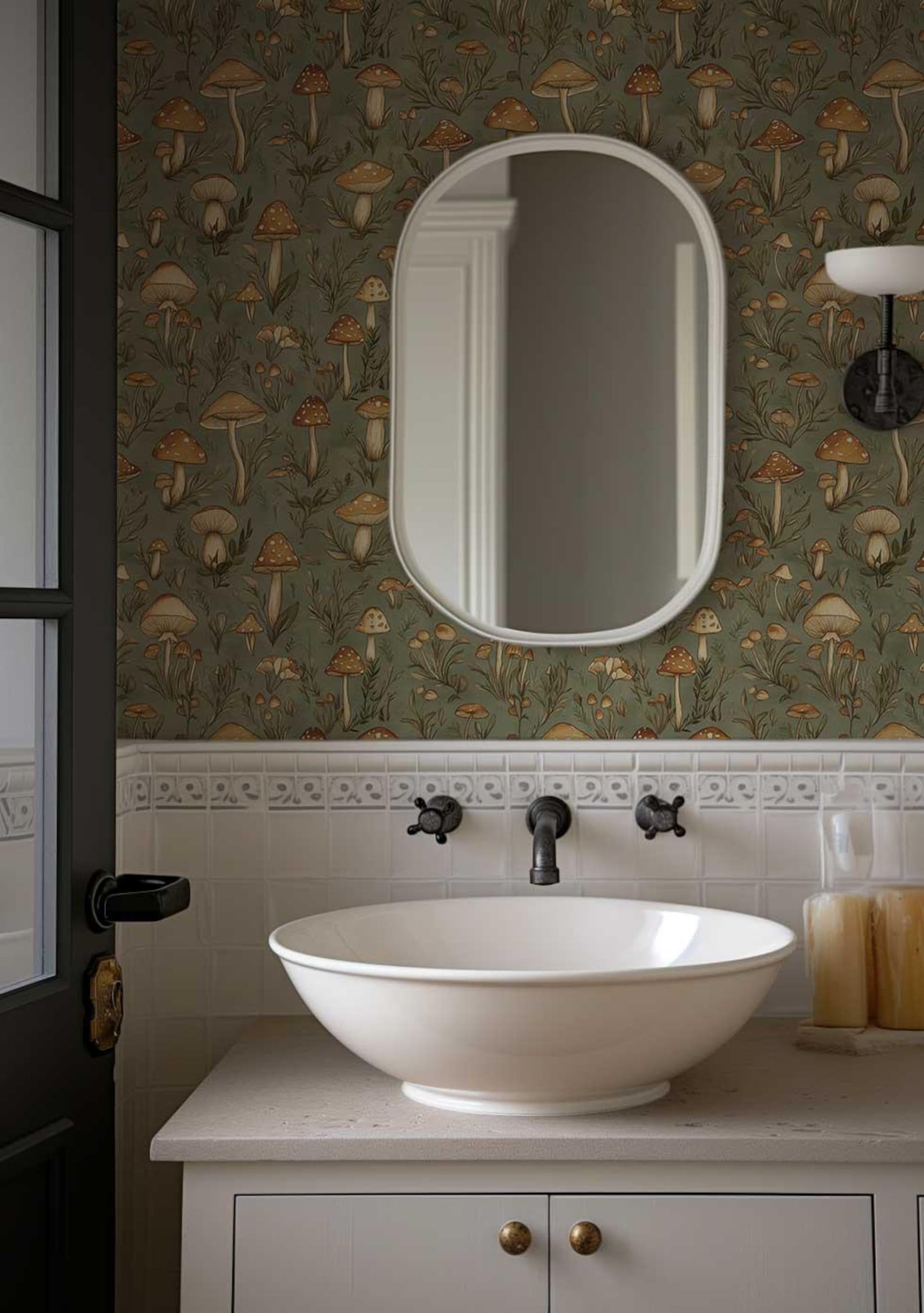 Vintage Mushroom Wallpaper, Retro Forest Mural, Peel and Stick ...