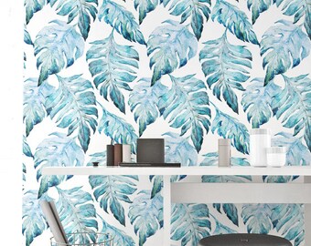 Wallpaper Peel and Stick - Removable Wallpaper - Boho Wallpaper - Leaves Wallpaper - Adhesive Wallpaper - Temporary Wallpaper - JW025