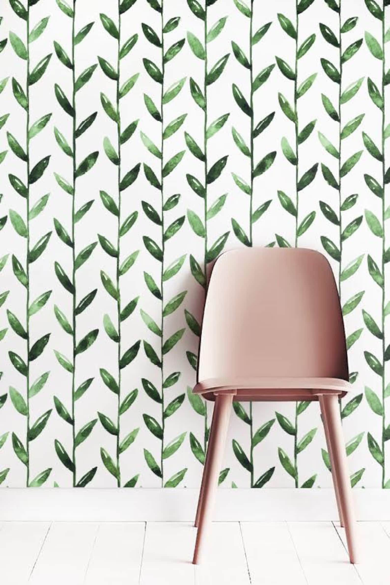 Green Leaf Removable Wallpaper / Leaves Self Adhesive Etsy UK
