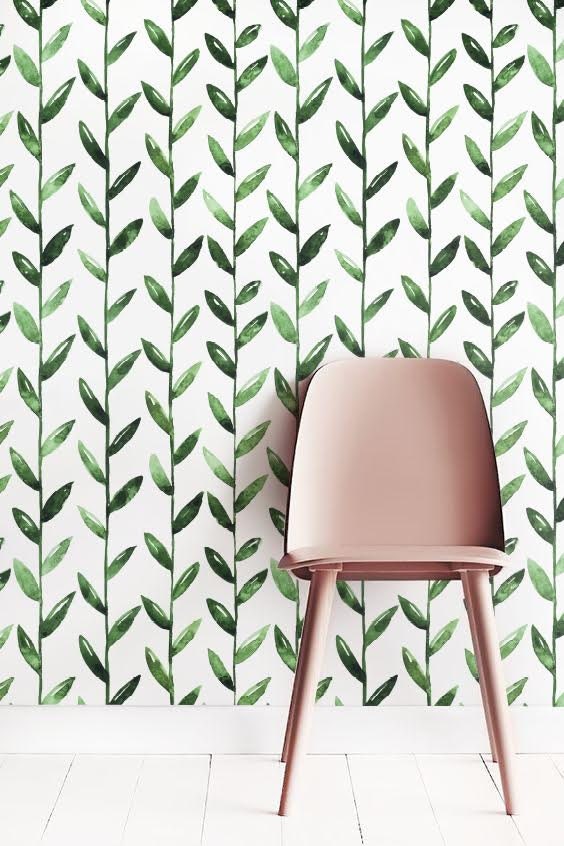 Green Leaf Removable Wallpaper / Leaves Self Adhesive Etsy UK