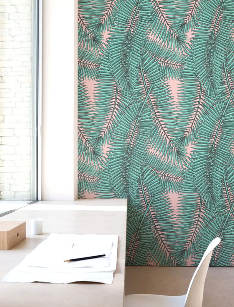 Palm Leaf Wallpaper Removable Wallpaper Selfadhesive Etsy