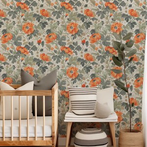 Dreamy Blossom Peel and Stick Wallpaper Removable Rental friendly Wall art Adhesive Flower Wallpaper Temporary Boho Wallpaper 038 image 4