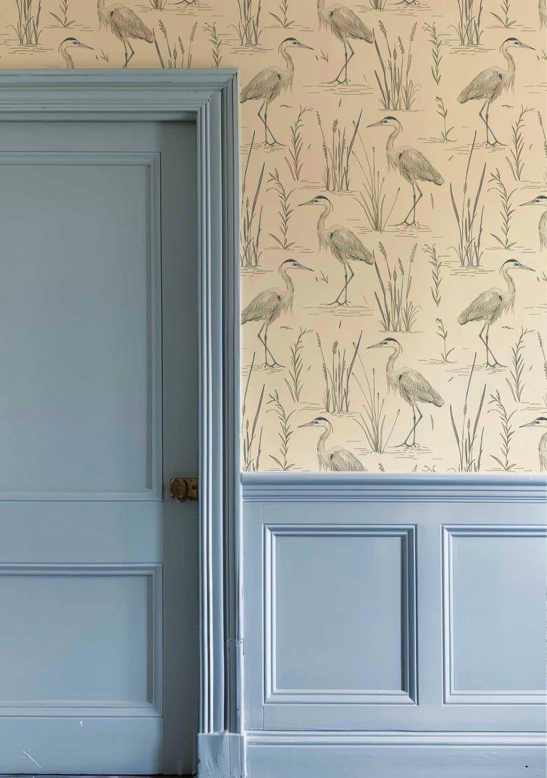Buy Grey Crane Adventure Wallpaper Removable Heron Bird Wall Mural